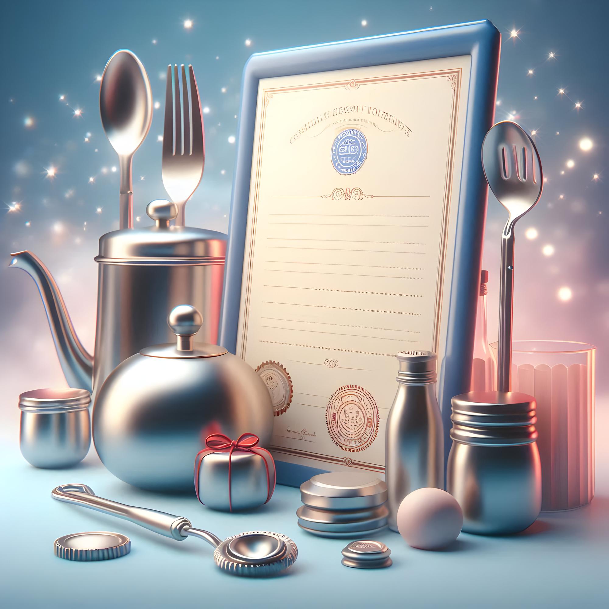 Pricing illustration with utensils and notebook